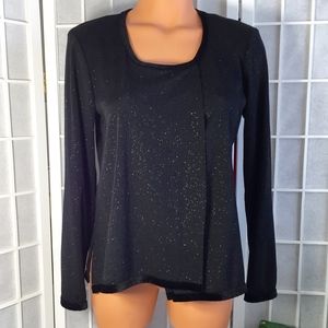 Rabbit Designs LS Glitter Stretch Blouse Top